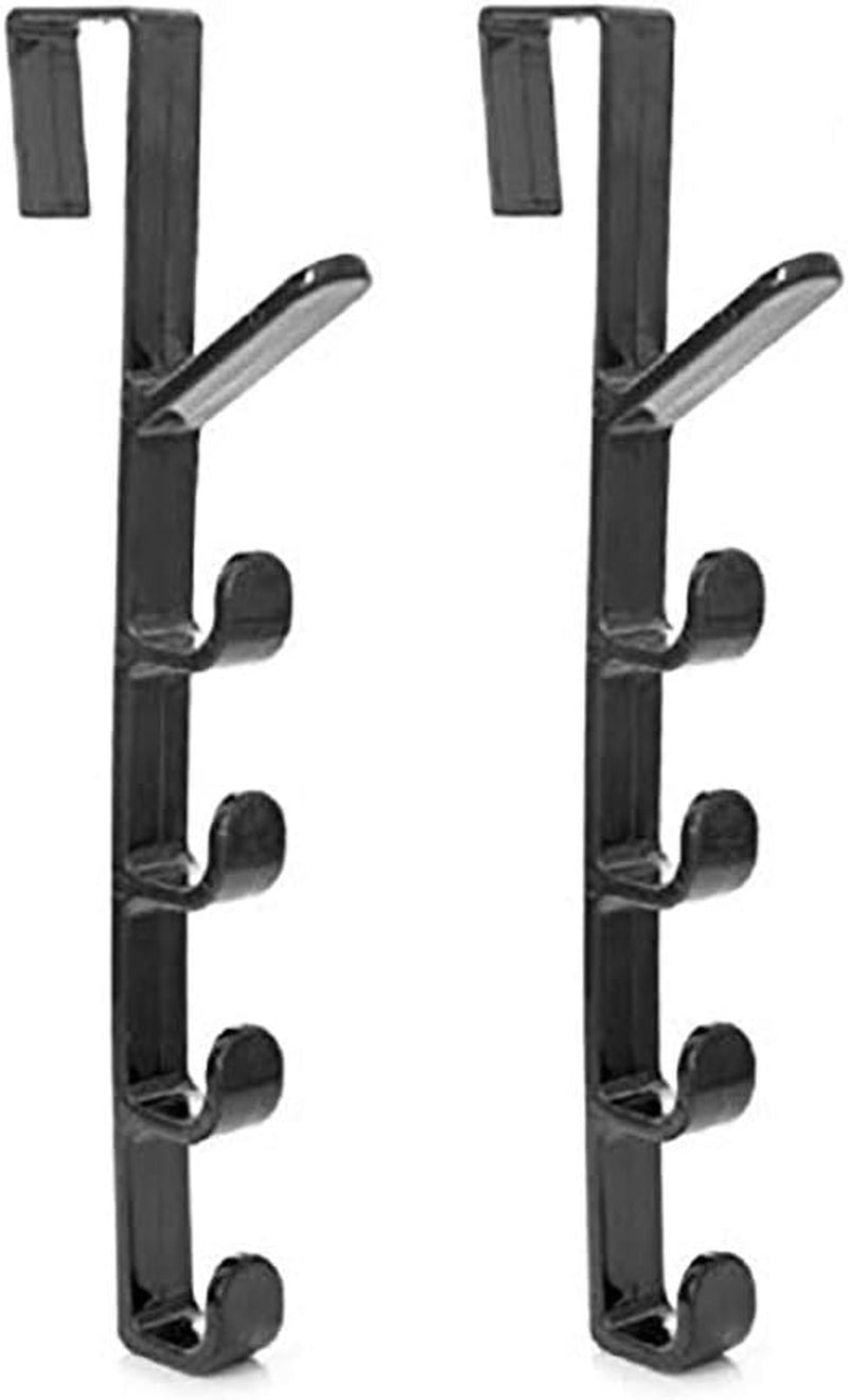 5 Layers over the Door Hook Organizer Rack Hanger Backpack Handbag Door Hook, Pack of 2 (Black)