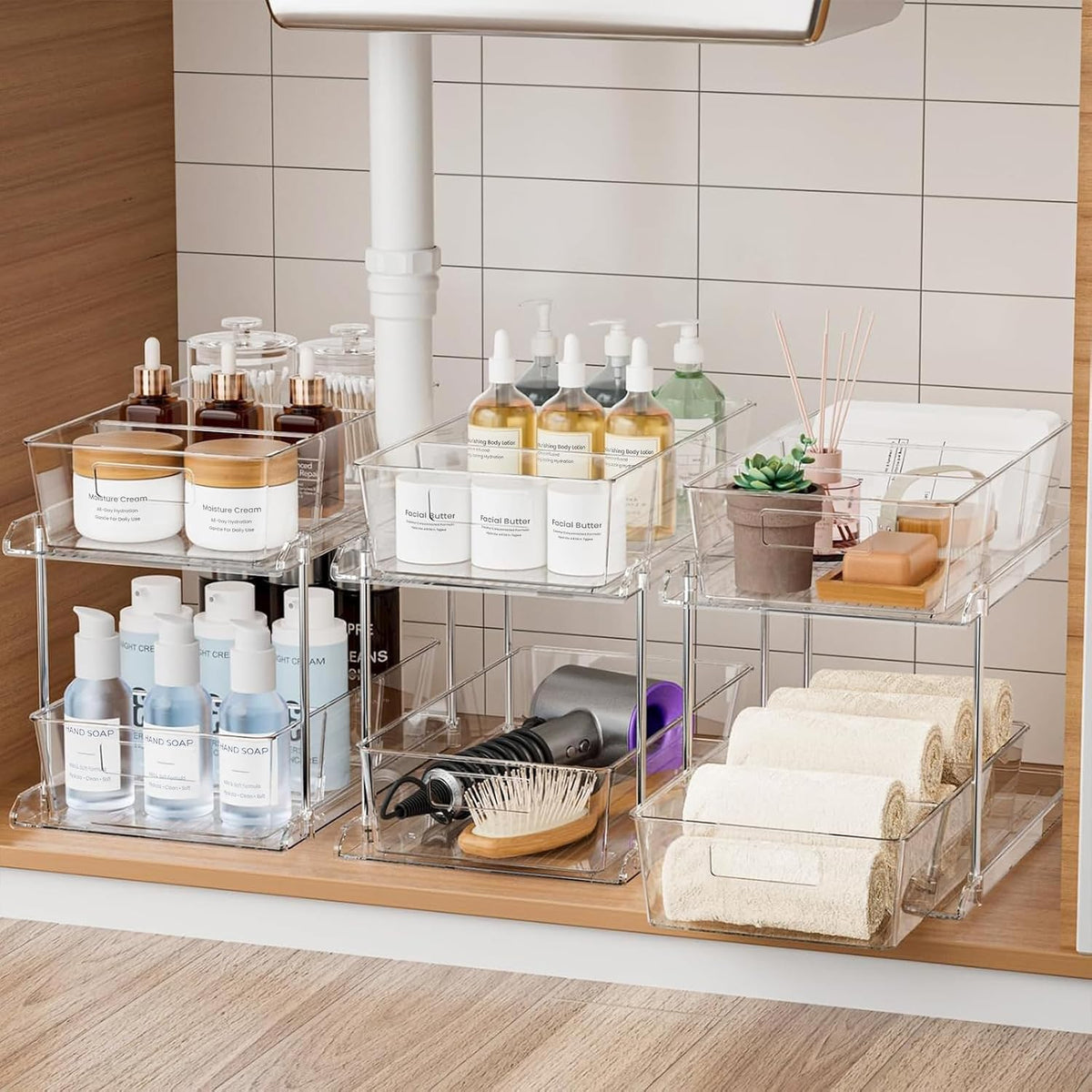 Bathroom under Sink Organizers and Storage, 2 Tier, 3 Packs