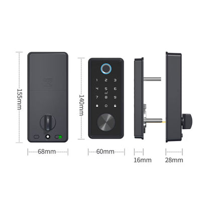 Black TT Lock Deadbolt Ttlock APP Door Lock Smart Card Electronic for Security Mortise Smart Home ,Integrated Smart Home