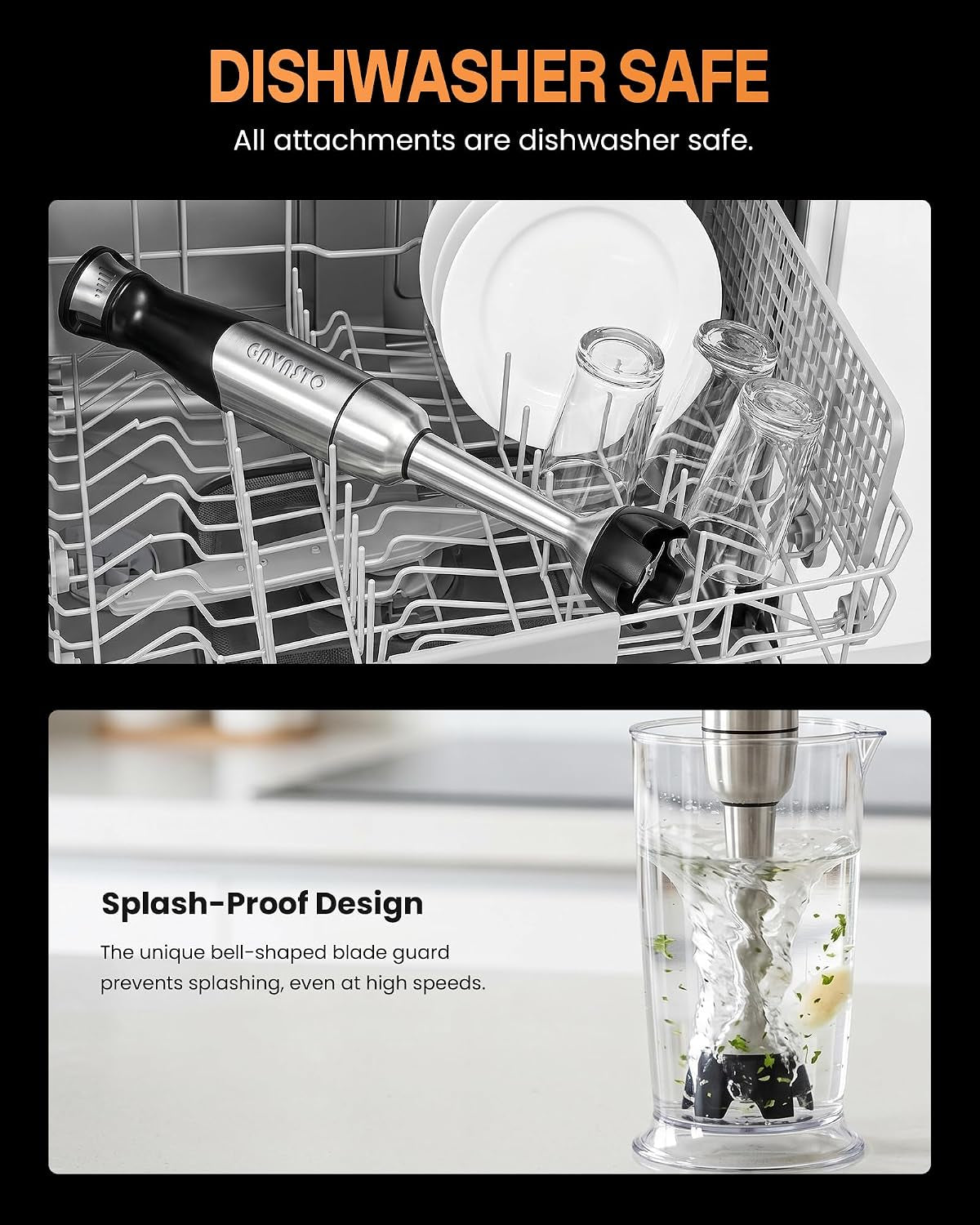 Smart Immersion Blender, Hand Blender with Variable Telescopic Blending Rod & Stepless Speed Control, Powerful Handheld Blender with Smart Overload Protection for Smoothies, Puree, Baby Food