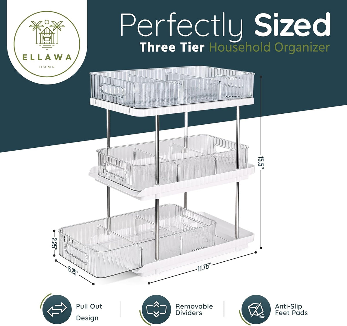 3-Tier under Sink Organizer – Pull-Out Storage for Kitchen & Bathroom
