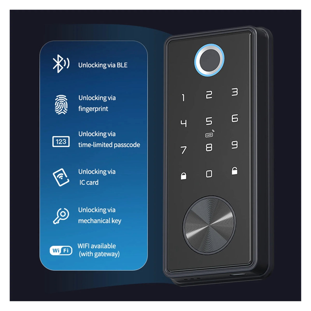Black TT Lock Deadbolt Ttlock APP Door Lock Smart Card Electronic for Security Mortise Smart Home ,Integrated Smart Home