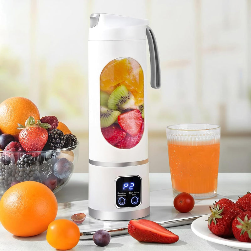 15Oz Portable Personal Size Blender, Cordless Mini Blender for Shakes & Smoothies, USB-C Rechargeable, BPA Free Travel Juicer, Powerful Blending Suit in Office/Home/Gym