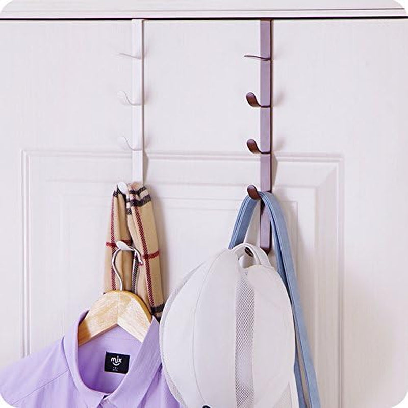 5 Layers over the Door Hook Organizer Rack Hanger Backpack Handbag Door Hook, Pack of 2 (Black)
