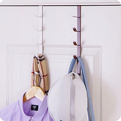 5 Layers over the Door Hook Organizer Rack Hanger Backpack Handbag Door Hook, Pack of 2 (Black)