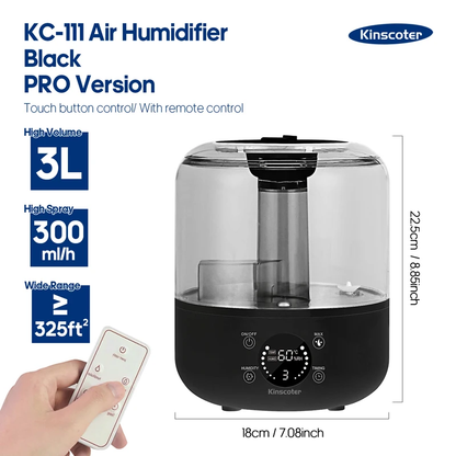 3L Air Humidifier Professional Large Capacity Home Humidifier Plant Mist Aroma Diffuser with Remote Control Timer