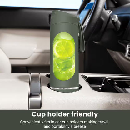 Green 500ML ABS Stainless Steel Portable Blender Personal Juicer Cup 12 Blades for Smoothies Shakes