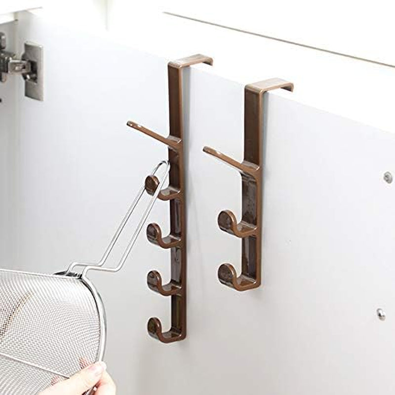5 Layers over the Door Hook Organizer Rack Hanger Backpack Handbag Door Hook, Pack of 2 (Black)