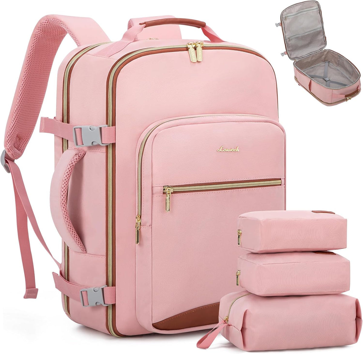 40L Travel Backpack Flight Approved Carry on Backpack,3 Packing Cubes,Waterproof Personal Item Travel Bag,Tsa Carry on Luggage Suitcase Travel Essentials,Gifts for Women & Men,Fits 17" Laptop
