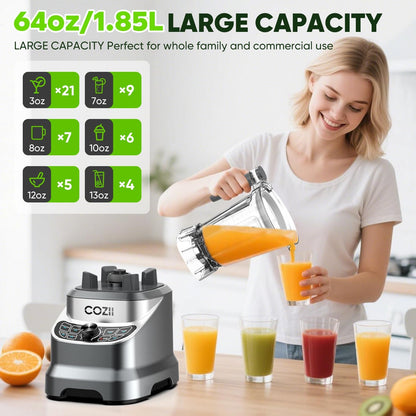 Professional Blender 2000W, 64Oz Countertop Smoothie Blender-21Oz Cup