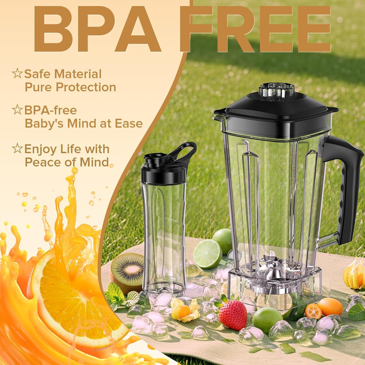 Blenders for Kitchen, 1800W High Speed Smoothie Maker with 68Oz Large Pitcher, 20Oz Travel Cup, Pulse Self-Cleaning & Overheat Protection, Red
