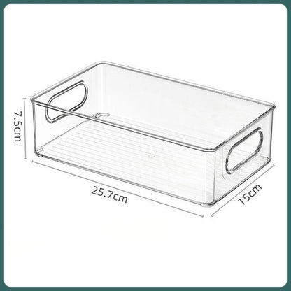 1/2/3Pcs Clear Pantry Storage Bins with Handles ，Stackable Refrigerator Organizer， Organizer Bins for Cabinets or Fridge