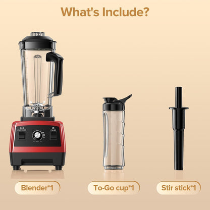 Blenders for Kitchen, 1800W High Speed Smoothie Maker with 68Oz Large Pitcher, 20Oz Travel Cup, Pulse Self-Cleaning & Overheat Protection, Red