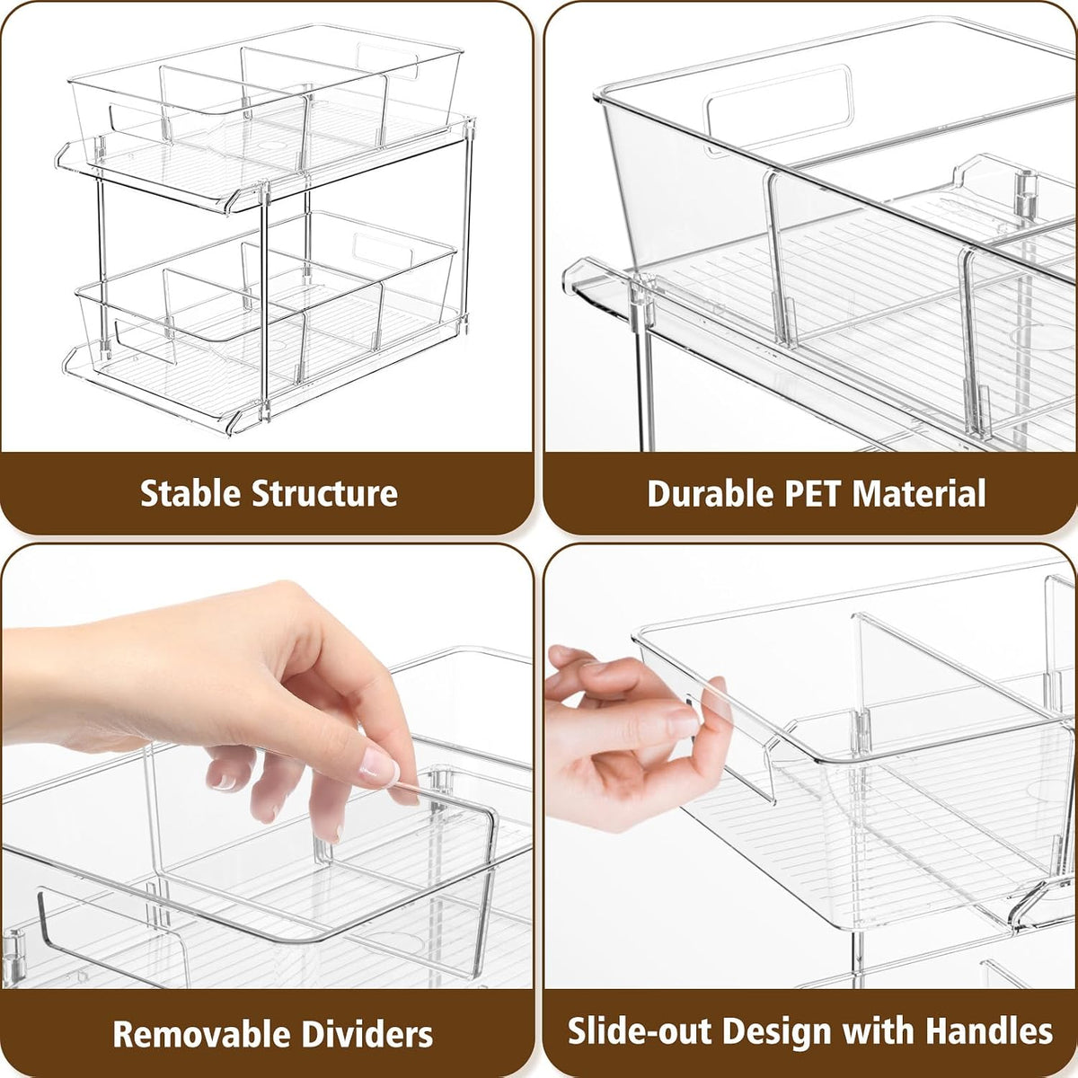 Bathroom under Sink Organizers and Storage, 2 Tier, 3 Packs