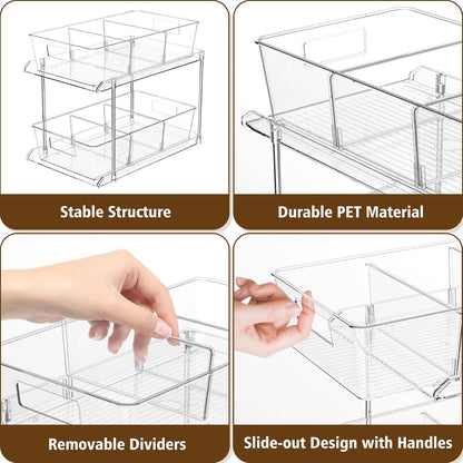 Bathroom under Sink Organizers and Storage, 2 Tier, 3 Packs