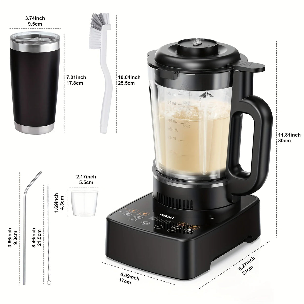 2400W Heating Blender 25000 RPM Heavy Duty Auto Clean Professional Blender for Smoothies Soups 55Oz Glass Jar&A To-Go Cup
