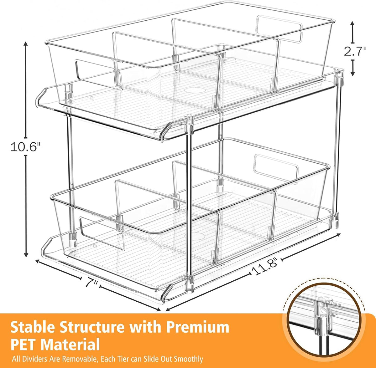 Bathroom under Sink Organizers and Storage, 2 Tier, 3 Packs