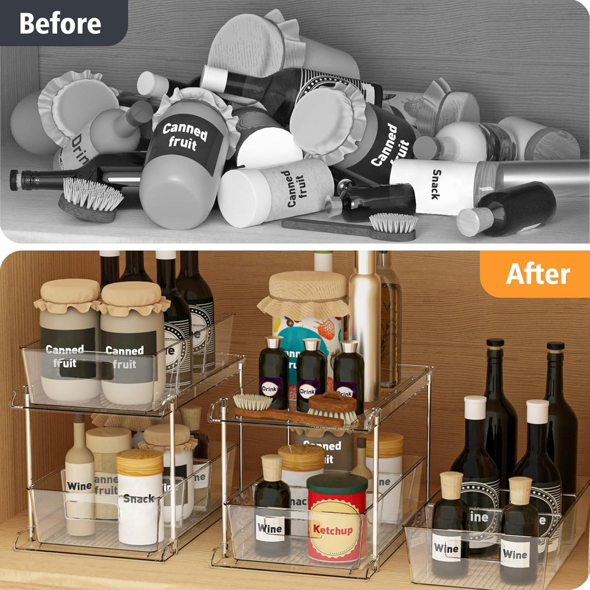 Bathroom under Sink Organizers and Storage, 2 Tier, 3 Packs