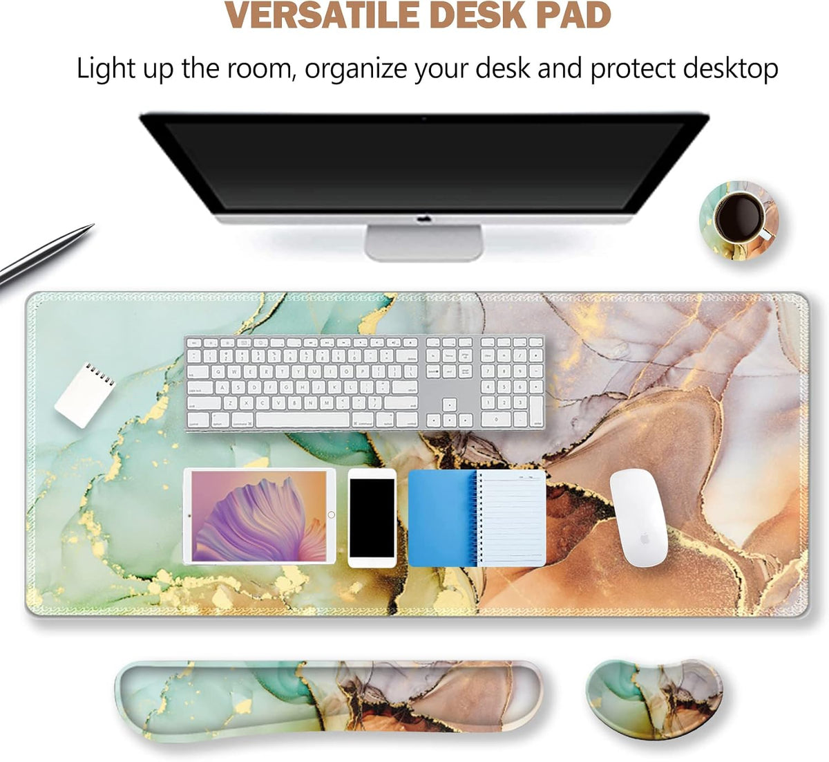 Large Gaming Mouse Pad, Keyboard Wrist Rest Pad & Wrist Support Mousepad Set