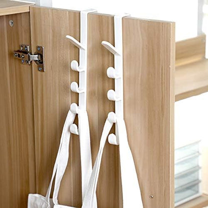 5 Layers over the Door Hook Organizer Rack Hanger Backpack Handbag Door Hook, Pack of 2 (Black)