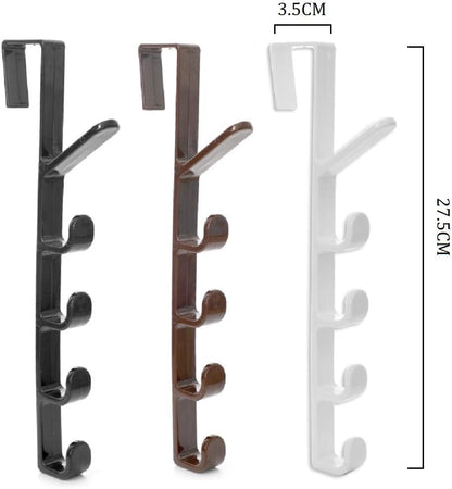 5 Layers over the Door Hook Organizer Rack Hanger Backpack Handbag Door Hook, Pack of 2 (Black)