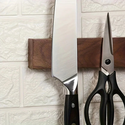 1Pc, 16Inch Walnut Magnetic Knife Holder for Wall, Magnetic Knife Strip, Powerful Wooden Magnet Knife Rack for Kitchen Knives