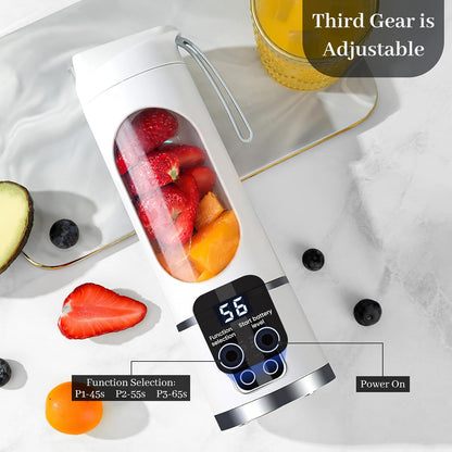 15Oz Portable Personal Size Blender, Cordless Mini Blender for Shakes & Smoothies, USB-C Rechargeable, BPA Free Travel Juicer, Powerful Blending Suit in Office/Home/Gym