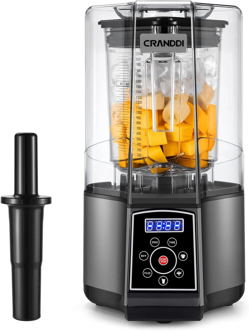 Smart Commercial Blender Digital Touch Screen with Removable Cover, 80Oz Capacity, 3 Pre-Set Program with Smoothie, Juice, Cleaning and More, 1500W, 120V, K85TS (Grey)