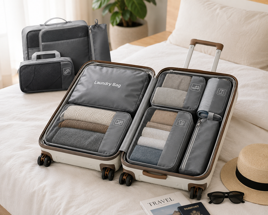 Compression Packing Cubes for Travel – 6-Piece Expandable Set
