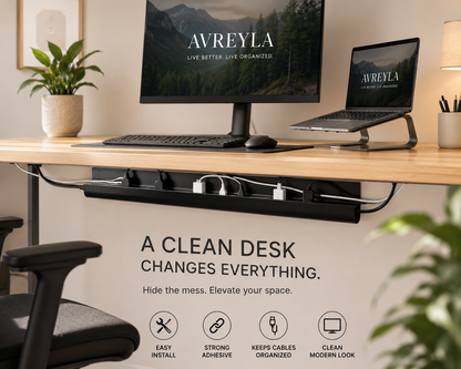 Under Desk Cable Management Raceway – Self-Adhesive Cord Organizer