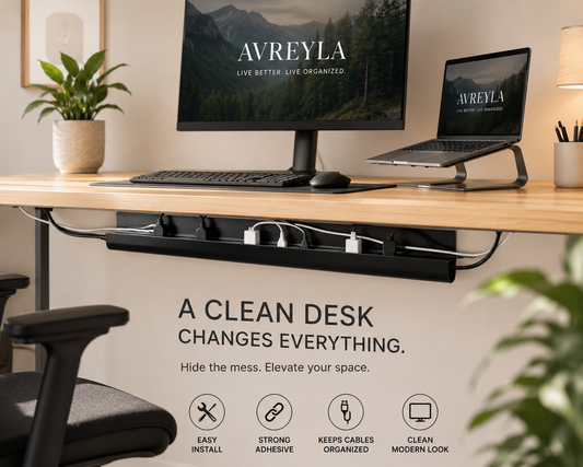 Under Desk Cable Management Raceway – Self-Adhesive Cord Organizer