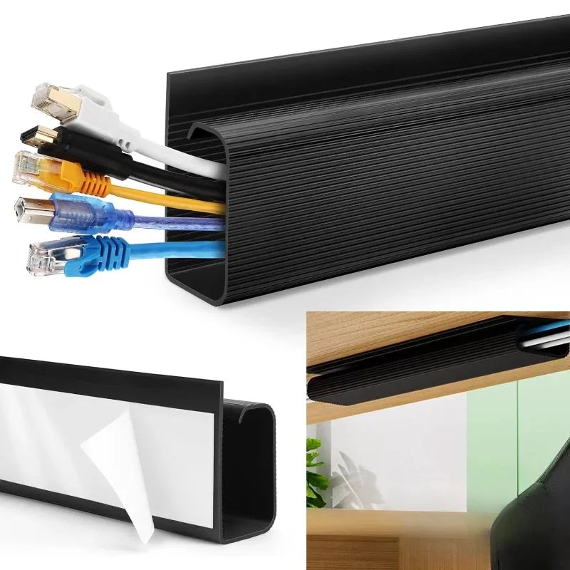 Under-Desk Cable Organizer 40Cm Self-Adhesive Cable Management Cables Raceway for Home and Office
