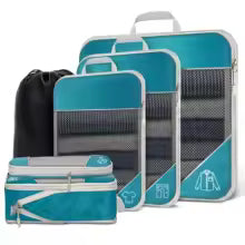 Compression Packing Cubes for Travel – 6-Piece Expandable Set