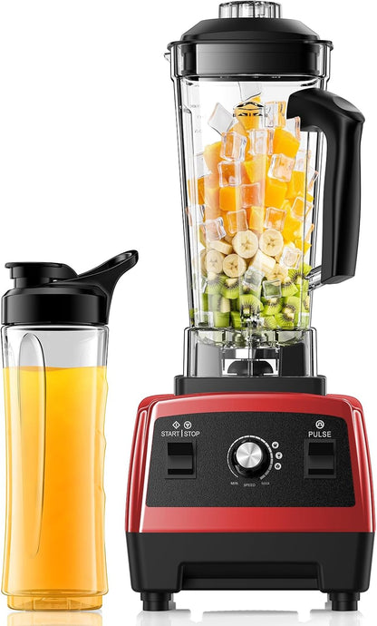 Blenders for Kitchen, 1800W High Speed Smoothie Maker with 68Oz Large Pitcher, 20Oz Travel Cup, Pulse Self-Cleaning & Overheat Protection, Red