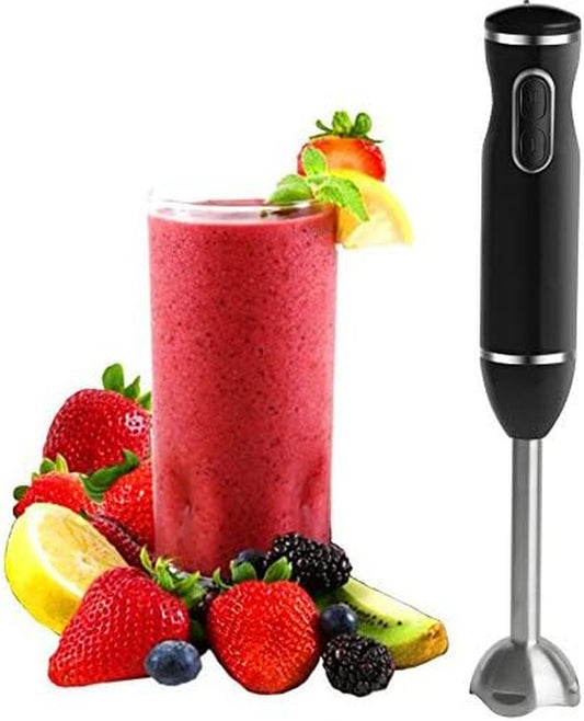 Hand Blender with Egg Whisk, Powerful 300-Watt Stick Blender, Hand Mixer Set Stainless Steel Shaft & Blades, Black Handheld Blender with Ergonomic Handle (Without Chopper)