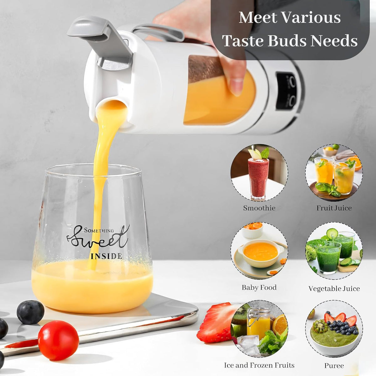 15Oz Portable Personal Size Blender, Cordless Mini Blender for Shakes & Smoothies, USB-C Rechargeable, BPA Free Travel Juicer, Powerful Blending Suit in Office/Home/Gym