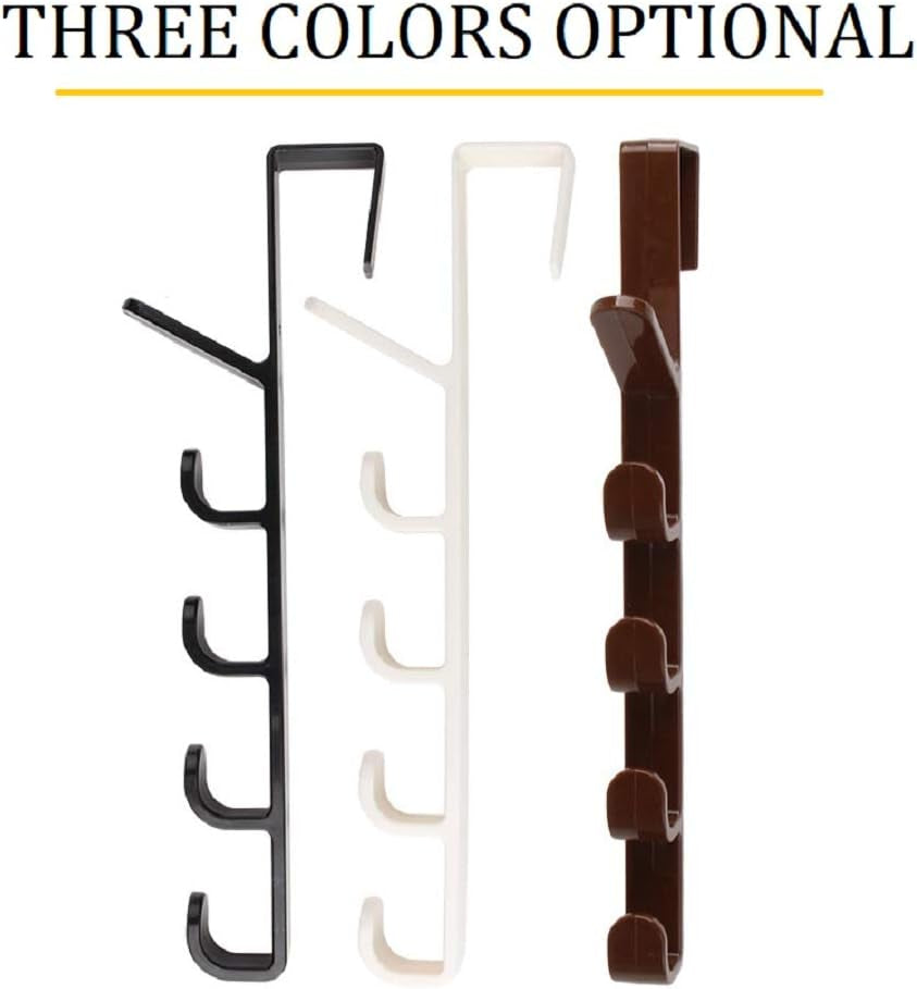 5 Layers over the Door Hook Organizer Rack Hanger Backpack Handbag Door Hook, Pack of 2 (Black)
