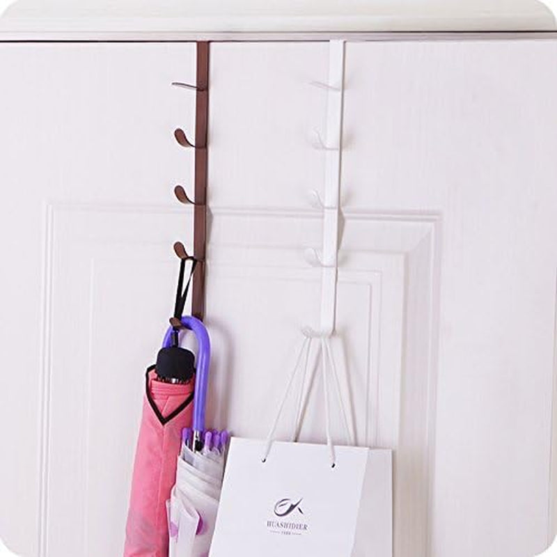 5 Layers over the Door Hook Organizer Rack Hanger Backpack Handbag Door Hook, Pack of 2 (Black)