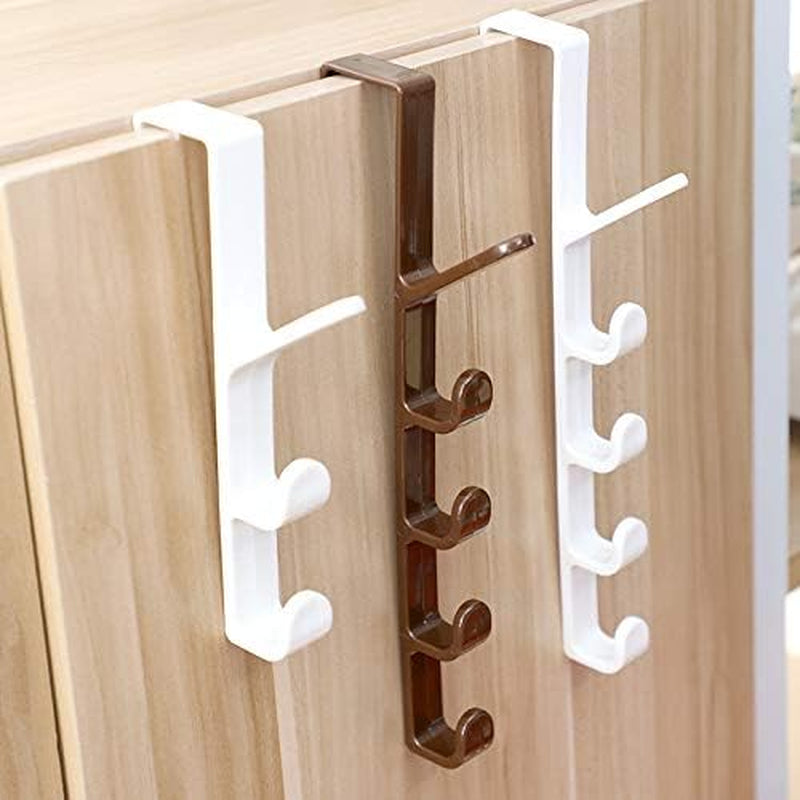 5 Layers over the Door Hook Organizer Rack Hanger Backpack Handbag Door Hook, Pack of 2 (Black)