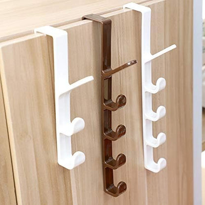 5 Layers over the Door Hook Organizer Rack Hanger Backpack Handbag Door Hook, Pack of 2 (Black)