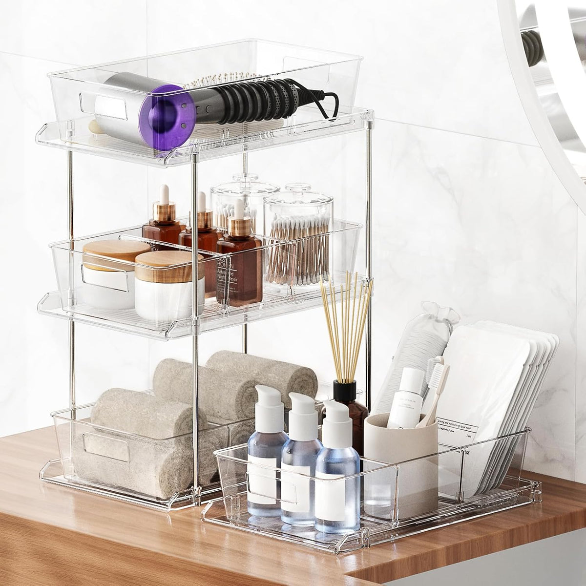 Bathroom under Sink Organizers and Storage, 2 Tier, 3 Packs