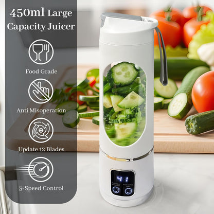 15Oz Portable Personal Size Blender, Cordless Mini Blender for Shakes & Smoothies, USB-C Rechargeable, BPA Free Travel Juicer, Powerful Blending Suit in Office/Home/Gym