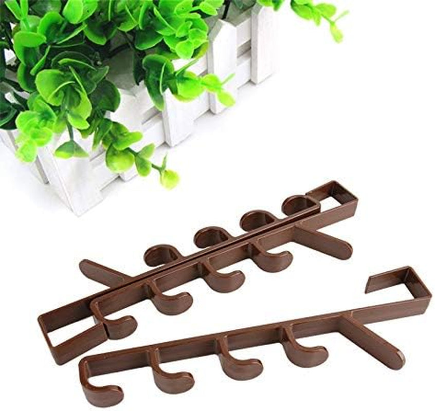 5 Layers over the Door Hook Organizer Rack Hanger Backpack Handbag Door Hook, Pack of 2 (Black)
