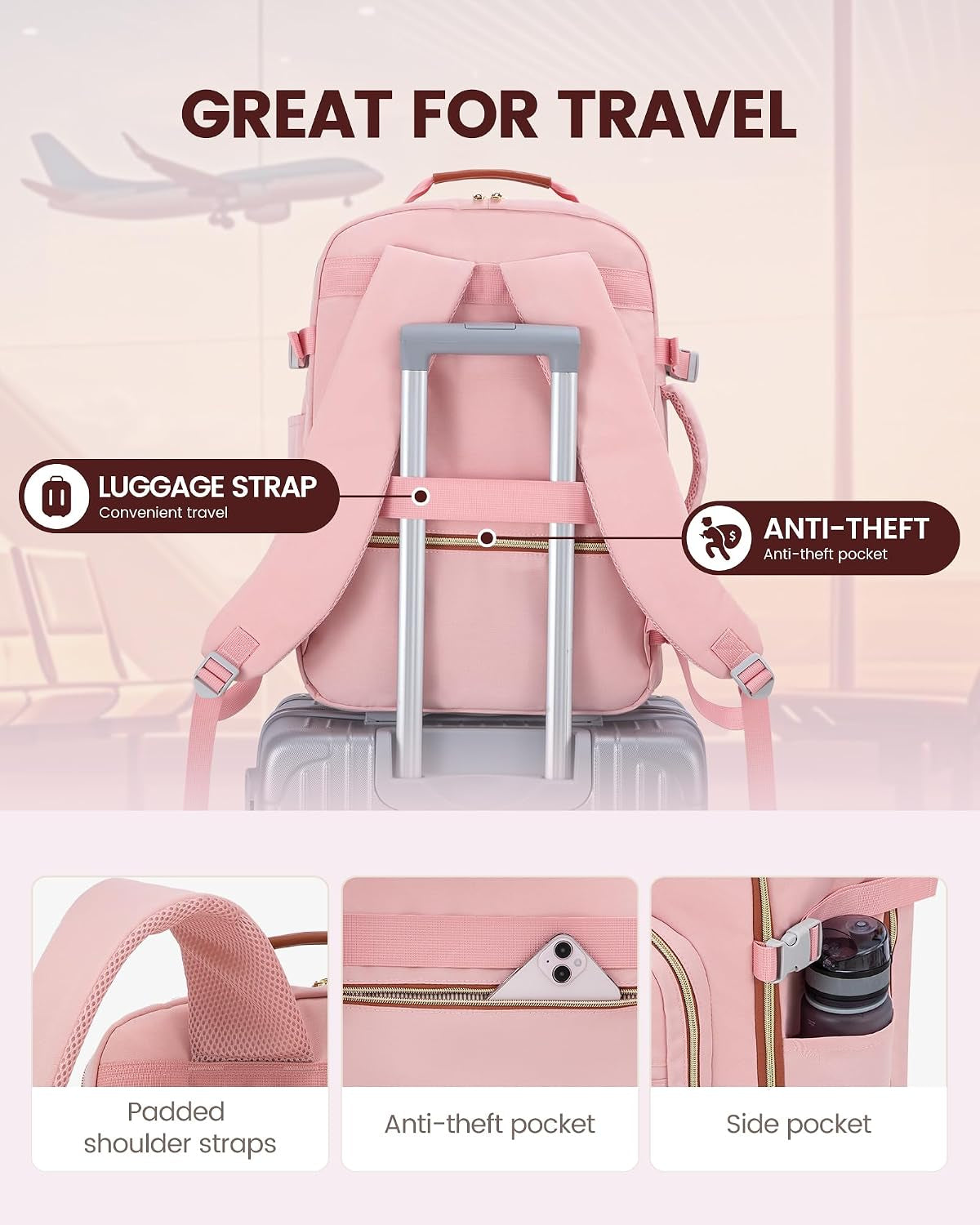 40L Travel Backpack Flight Approved Carry on Backpack,3 Packing Cubes,Waterproof Personal Item Travel Bag,Tsa Carry on Luggage Suitcase Travel Essentials,Gifts for Women & Men,Fits 17" Laptop