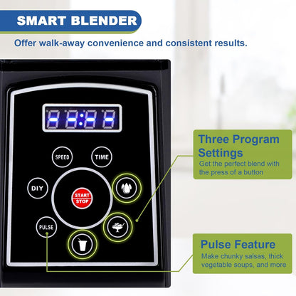 Smart Commercial Blender Digital Touch Screen with Removable Cover, 80Oz Capacity, 3 Pre-Set Program with Smoothie, Juice, Cleaning and More, 1500W, 120V, K85TS (Grey)